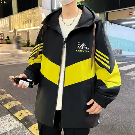 2023秋季夹克男款青少年学生拼接撞色TFBOY潮流外套百搭帅气运动商品大图