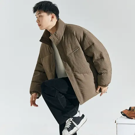 唐狮2024秋冬季新款棉衣男士立领肌理感拼接面包服加厚外套潮2.29图片