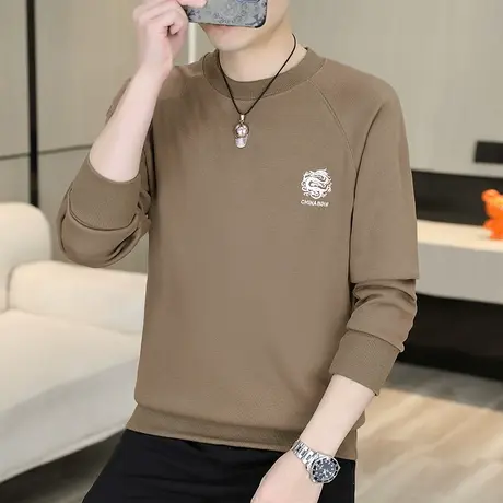 圆领卫衣男士2024春秋季新款潮流时尚休闲百搭长袖体恤打底衫上衣商品大图