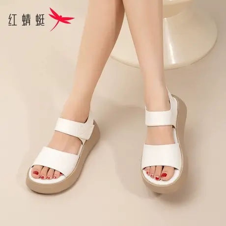 红蜻蜓凉鞋女夏季2023新款魔术贴女士厚底舒适运动松糕沙滩鞋女款图片