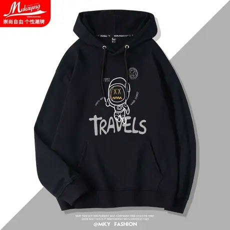 简约潮牌港风潮流卫衣男连帽春秋线条宇航员网红潮牌ins宽松外套图片
