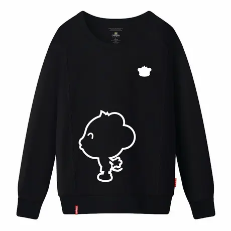 Ohlyah品牌2023新款卫衣女卡通新疆长绒棉加厚圆领套头无帽休闲商品大图