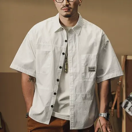 Modi Nick/摩帝尼克夏季薄款纯棉圆领男士短袖t恤大码美式男衬衫商品大图