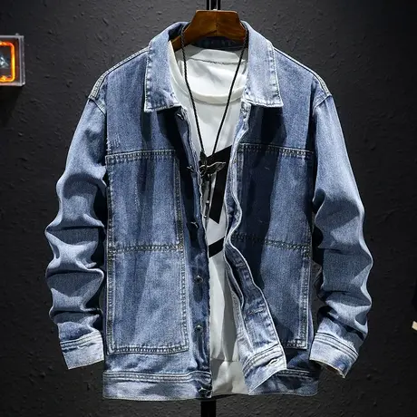 休闲牛仔衣外套男士春秋季宽松潮牌潮流褂子衣服百搭帅气工装夹克商品大图