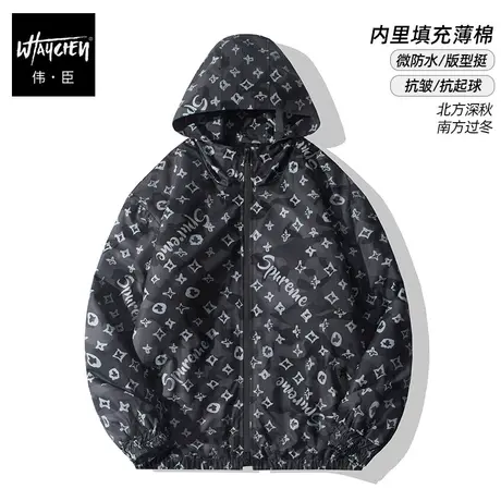 伟臣2022秋冬新品大码男士轻薄棉衣胖子加肥加大宽松连帽薄棉服图片