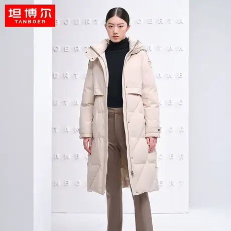 【商场同款】坦博尔高端鹅绒中长款羽绒服女风衣外套冬TB331858商品大图