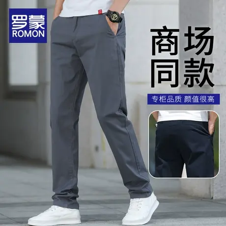 罗蒙加绒裤子男冬季宽松直筒休闲裤男士纯棉男裤2023新款秋冬长裤商品大图