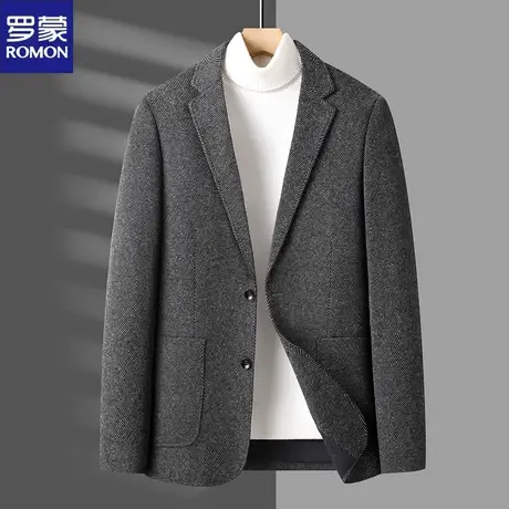 罗蒙男士秋冬新款商务休闲西装上衣单件修身中年爸爸时尚西服外套图片