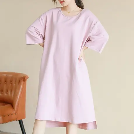 胖妹妹新款复古宽松卫衣裙加大码2023春天色系运动风针织裙200斤商品大图