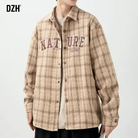 男士格子衬衫男长袖潮牌设计感小众男装2023新款衬衣外套潮牌上衣商品大图