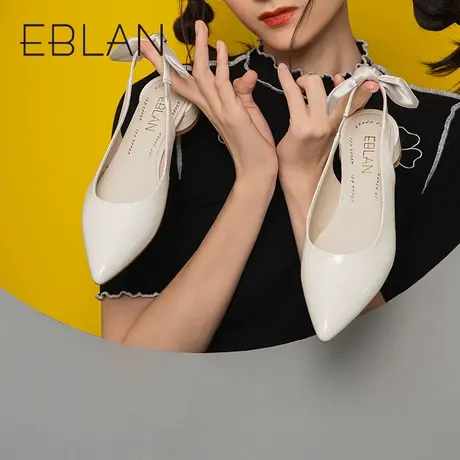 伊伴春夏新款女鞋温柔风气质单鞋甜美淑女尖头中跟鞋舒适半凉鞋女图片