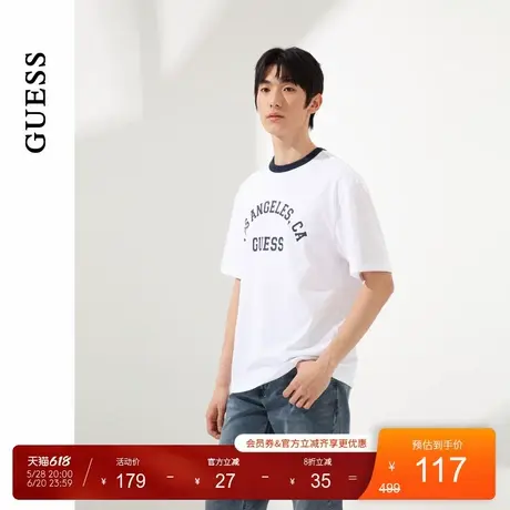 GUESS男女同款美式复古撞色百搭短袖T恤-MO2K9435K商品大图