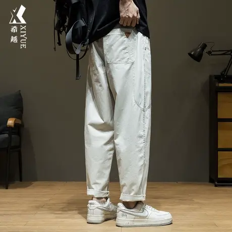纯棉薄款直筒锥形裤男士春秋显瘦百搭2025夏季宽松大码休闲裤子男商品大图