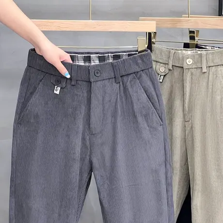 休闲长裤男直筒修身潮流男士工装裤潮牌灯芯绒男裤子春秋冬季新款商品大图