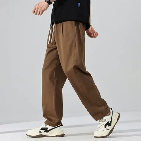 唐狮春夏季新款男休闲长裤宽松直筒阔腿裤百搭拼接工装裤子潮流商品大图