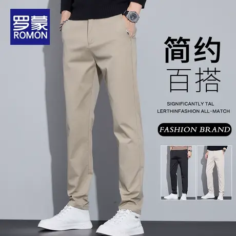 罗蒙休闲裤子男士2025新款时尚百搭长裤男款春秋季弹力修身直筒裤商品大图