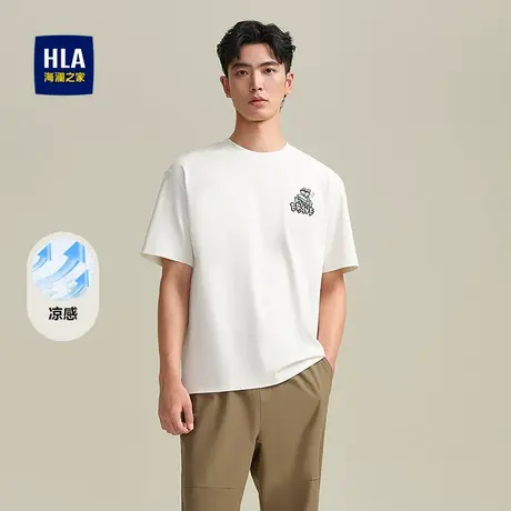 HLA/海澜之家舒适圆领凉感短袖T恤25春夏新款透气卡通趣味上衣男商品大图