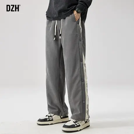 男生休闲裤子男款美式高街秋季直筒裤潮牌排扣运动裤百搭2023新款商品大图