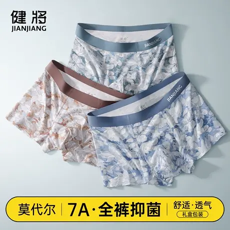 健将7a级抗菌莫代尔男士内裤男款冰丝平角裤头男生大码四角底裤衩图片