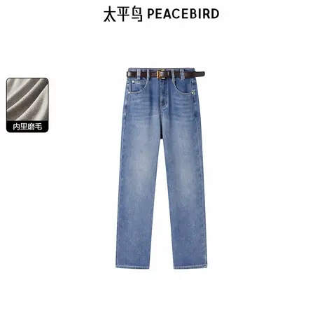 太平鸟年冬季新款加绒直筒牛仔裤A1HAE4526图片