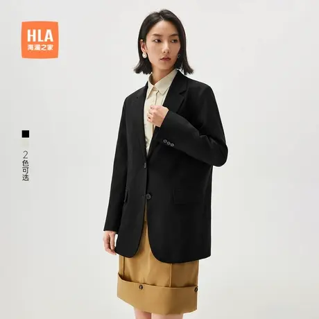 HLA/海澜之家商务休闲西服秋季新款黑色通勤风宽松职场平驳领外套商品大图