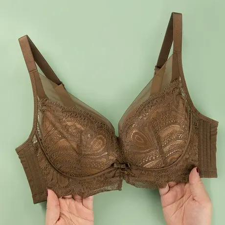 奥维丝丽新品内衣女大胸显小软钢圈上托聚拢中薄bra性感蕾丝文胸商品大图
