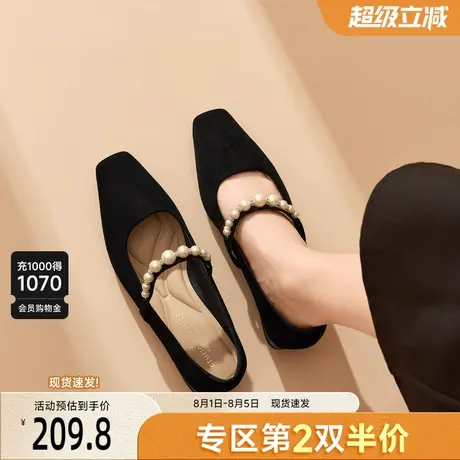 戈美其法式玛丽珍小皮鞋女2025新款秋季粗跟黑色单鞋高跟不累脚商品大图
