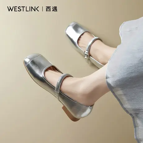 西遇银色单鞋女2025秋季新款法式玛丽珍鞋平底小皮鞋配裙妈妈鞋A图片