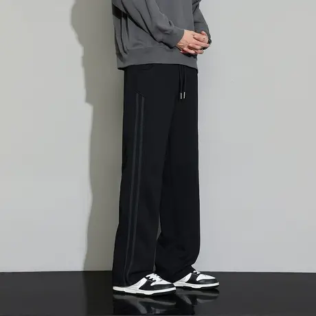 唐狮秋季新款男士休闲长裤宽松抽绳美式直筒阔腿运动裤子男潮流tu商品大图