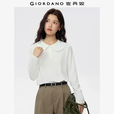 佐丹奴Polo女装纯棉娃娃领宽松针织长袖POLO 13315655图片