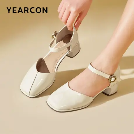 意尔康官方旗舰店女鞋中后空凉鞋时装凉鞋夏季方头日常浅口图片