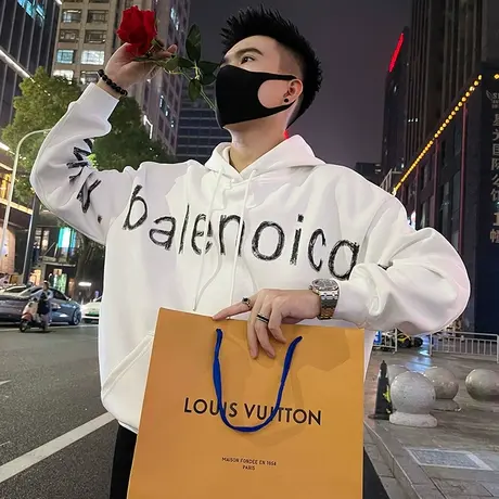 美式高级感连帽卫衣潮牌秋季字母印花设计感街头休闲穿搭上衣外套商品大图