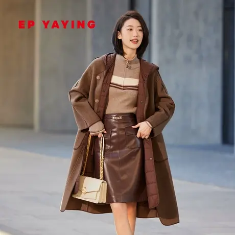 【牦牛绒内胆】EP雅莹女装 绵羊毛毛呢两件套大衣 2023秋冬新款商品大图