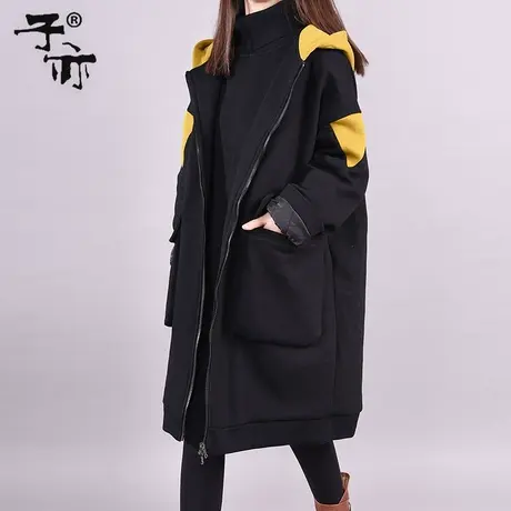 子亦新品女装休闲大码连帽宽松时尚拉链加厚保暖棉衣棉袄外套图片
