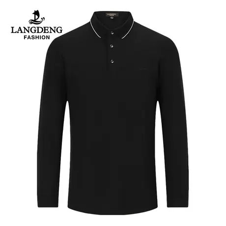浪登男士长袖T恤2023秋冬新款亲肤中青年简约百搭休闲翻领Polo衫图片