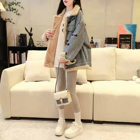 宽松休闲减龄加绒外套女2023冬季新款洋气减龄百搭上衣图片