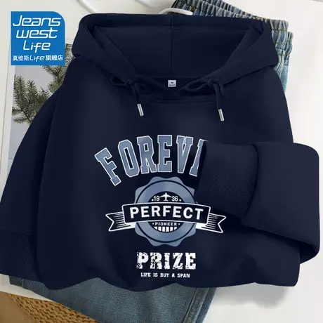 真维斯LIFE连帽外套女今年流行卫衣2023美式复古宽松韩版长袖上衣商品大图