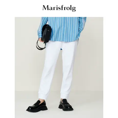 【棉感针织】玛丝菲尔秋季新款白色运动卫裤休闲裤女商品大图