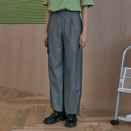 omont蛋挞家 复古两穿灰色运动风休闲裤女夏季薄款长裤西装裤裤子商品大图