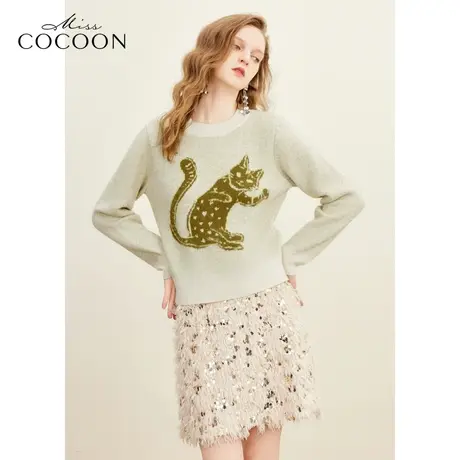 MISSCOCOON芝麻提花2023冬装新款女保暖亲肤毛针织衫图片