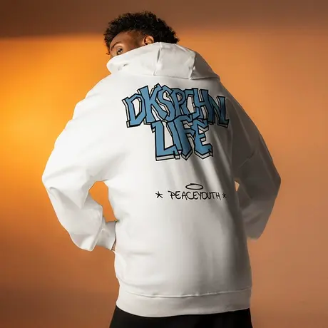 美式大码保暖春天加绒加厚卫衣潮牌男春秋款国潮连帽加肥加大外套商品大图