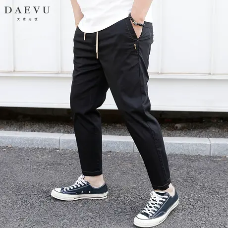 夏新款明线薄料大号潮胖子小脚弹力加肥加大码男士九分休闲裤商品大图