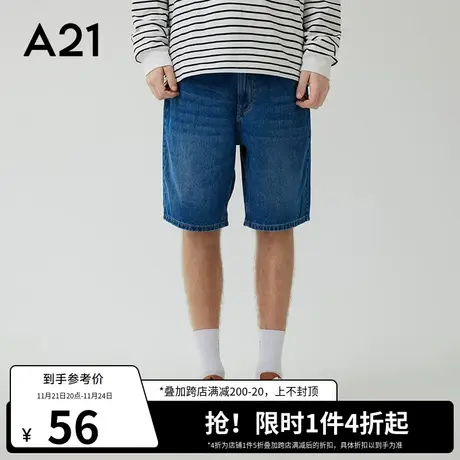 A21outlets男装短裤夏季纯棉牛仔裤男士裤子休闲男裤潮牌学生ins商品大图