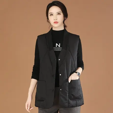 韩潮袭人中长款棉袄无袖棉服棉衣女2023年冬季新款外套马甲马夹厚商品大图