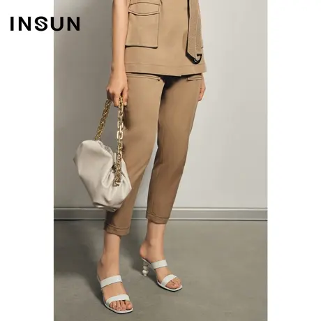 INSUN恩裳夏季修身直筒小脚九分西裤图片