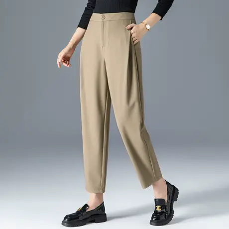 高腰西装裤女春秋老爹裤2023新款秋季休闲裤妈妈裤子九分裤哈伦裤商品大图