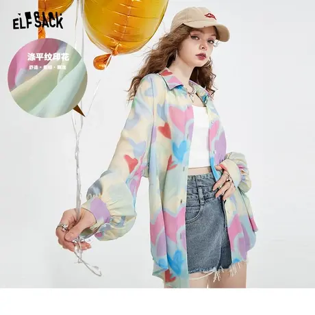 妖精的口袋防晒长袖衬衫外套女2023夏季新款多巴胺宽松别致上衣图片