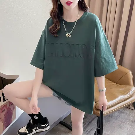 小众设计感小个子短袖t恤女夏装韩版宽松大码中长款下衣失踪上衣图片
