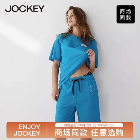 Jockey睡裤女短裤春夏华夫格家居裤系带女士中裤五分裤可外穿图片