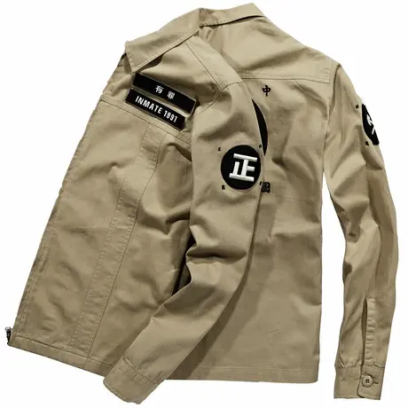 VIP纯棉翻领夹克男士青年大码刺绣工装外套中国风复古上衣服潮牌图片